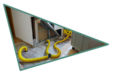 Trockung nach einem Wasserschaden.